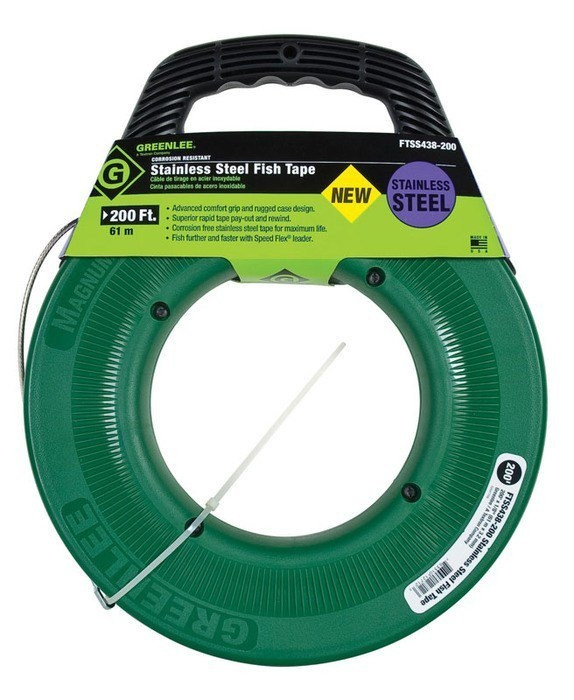 GREENLEE Fishtape, Stainless Steel-200'