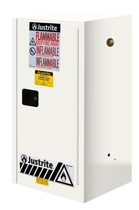 15 Gallon, 1 Shelf, 1 Door, Manual Close, Flammable Cabinet, Sure-Grip® EX Compac, White - 891505