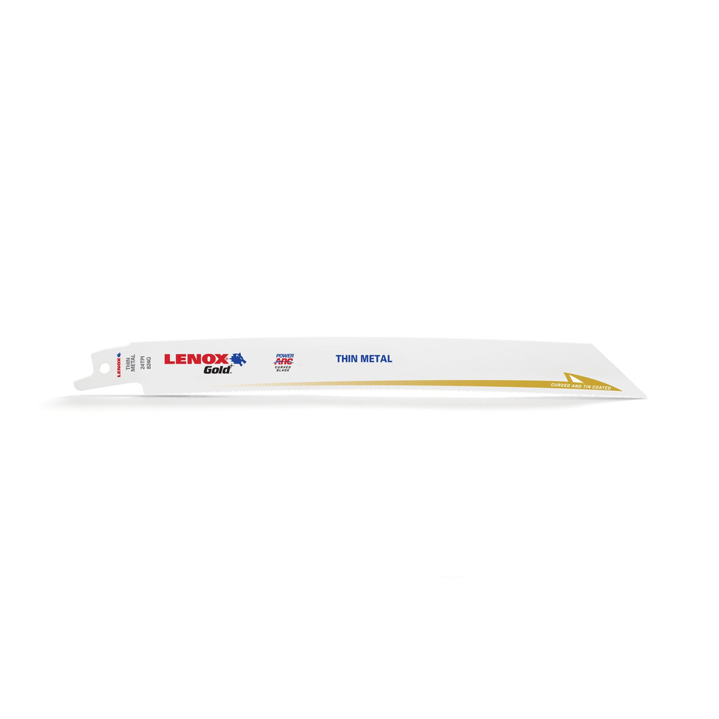 LENOX Gold Power Arc Reciprocating Saw Blade, For Sheet Metal Cutting, 8-Inch, 24 TPi, 5-Pack