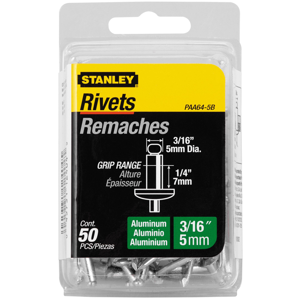 STANLEY ALUMINUM RIVETS 3/16" X 1/4" - 50 PACK