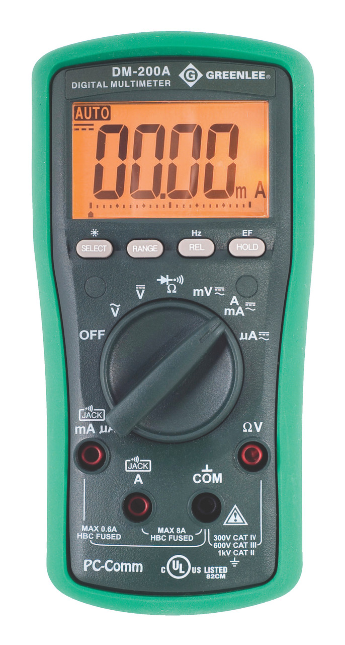 GREENLEE 6,000-Count Digital Multimeter, 1000V, 8A (DM-200A)