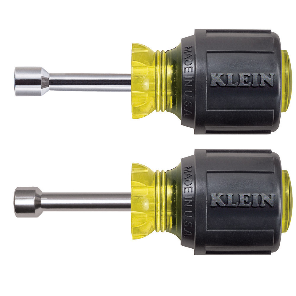 Klein Stubby Nut Driver Set 1-1/2" Shafts Magnetic 2 Pc