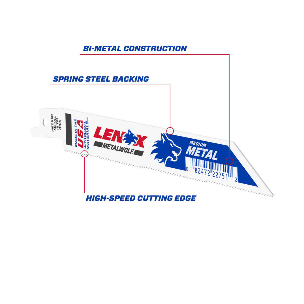 LENOX Reciprocal Saw Blades, 6" Long X 3/4" Wide X 0.035" X 18" TPi (1 Pack)