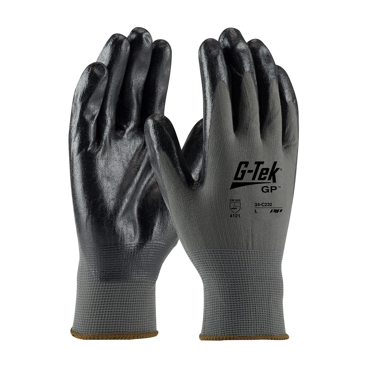 G-Tek® 34-C232  SeamlessGlove Coated, Size L, Gray
