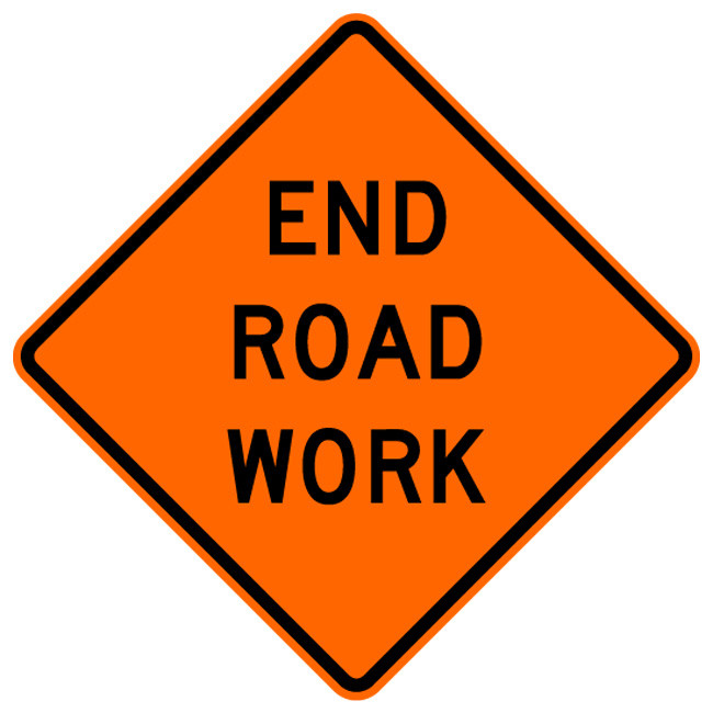 Cortina 48" x 48" SuperBright Reflective Roll-Up Sign with Lexan Pockets and Ribsets - End Road Work