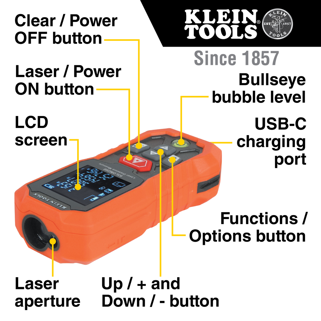Laser Distance Measure, 200-Foot