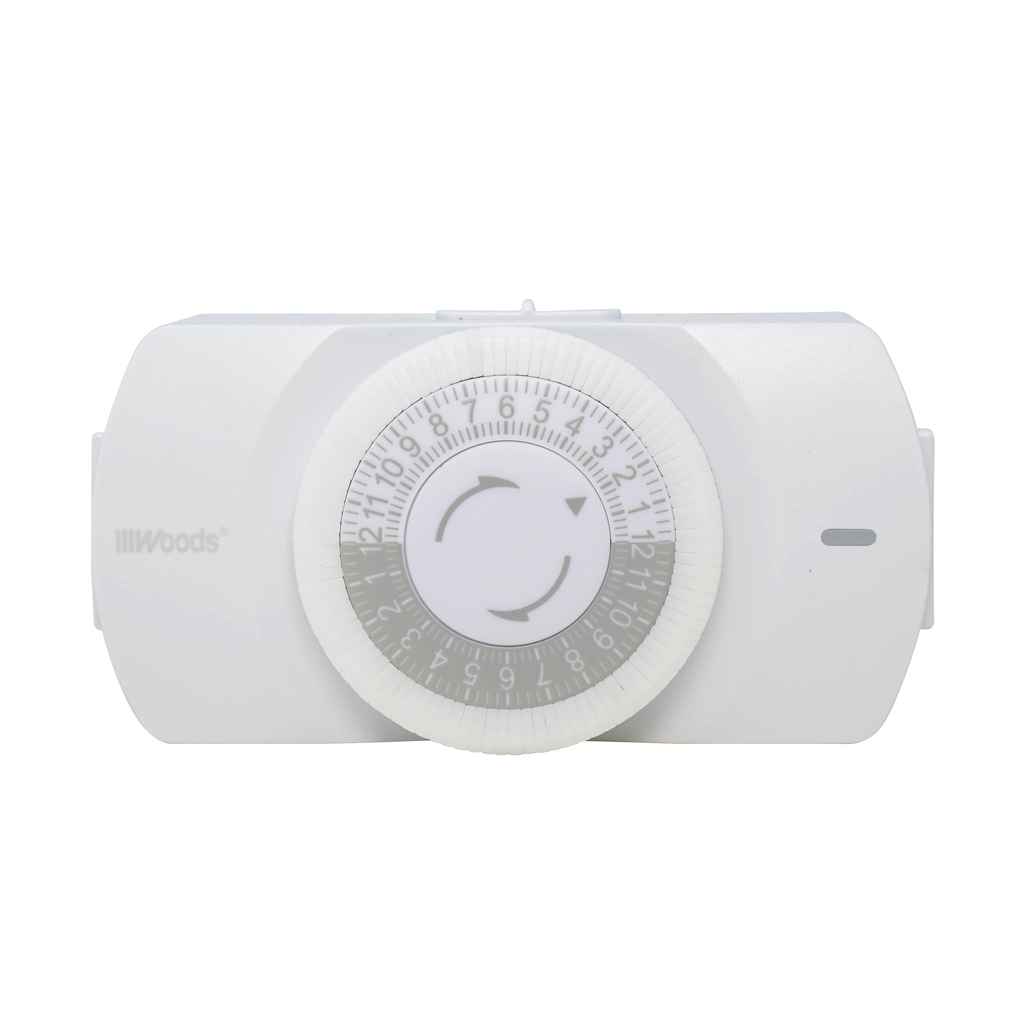 Woods TIMER, INDOOR HEAVY DUTY MECHANICAL WITH NIGHT LIGHT, 2-GROUNDED OUTLETS 6/BX