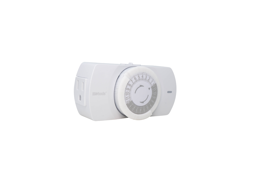 Woods TIMER, INDOOR HEAVY DUTY MECHANICAL WITH NIGHT LIGHT, 2-GROUNDED OUTLETS 6/BX