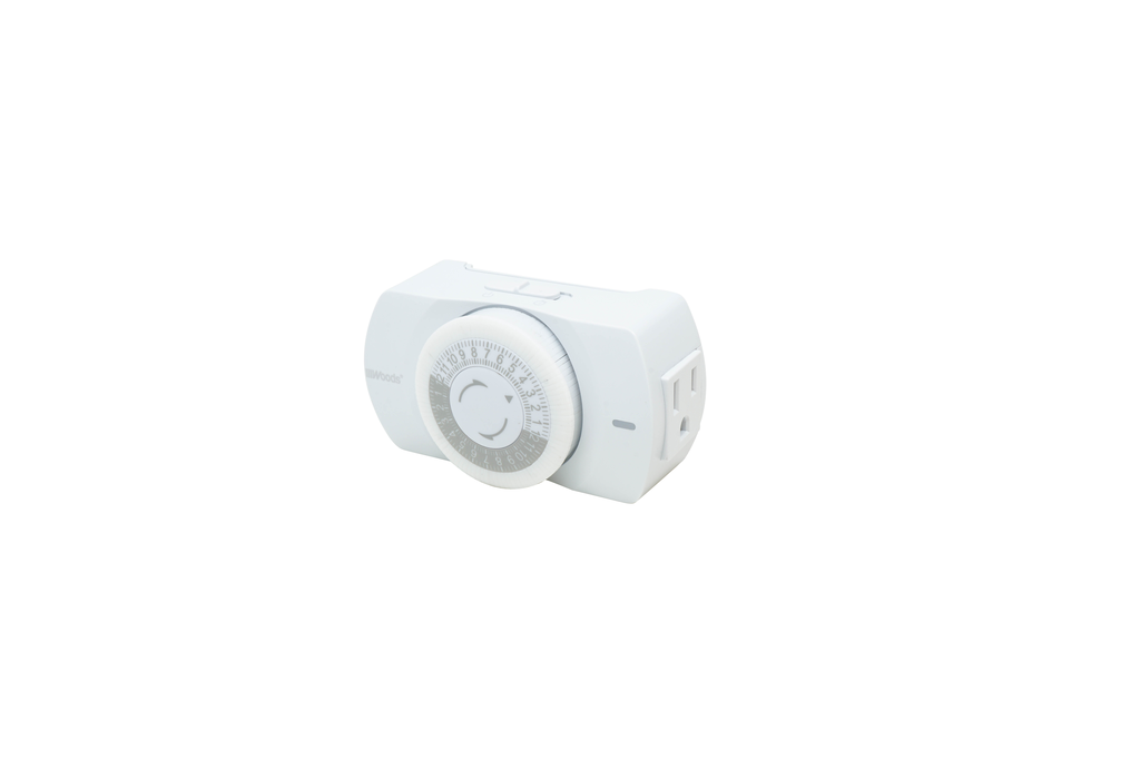 Woods TIMER, INDOOR HEAVY DUTY MECHANICAL WITH NIGHT LIGHT, 2-GROUNDED OUTLETS 6/BX