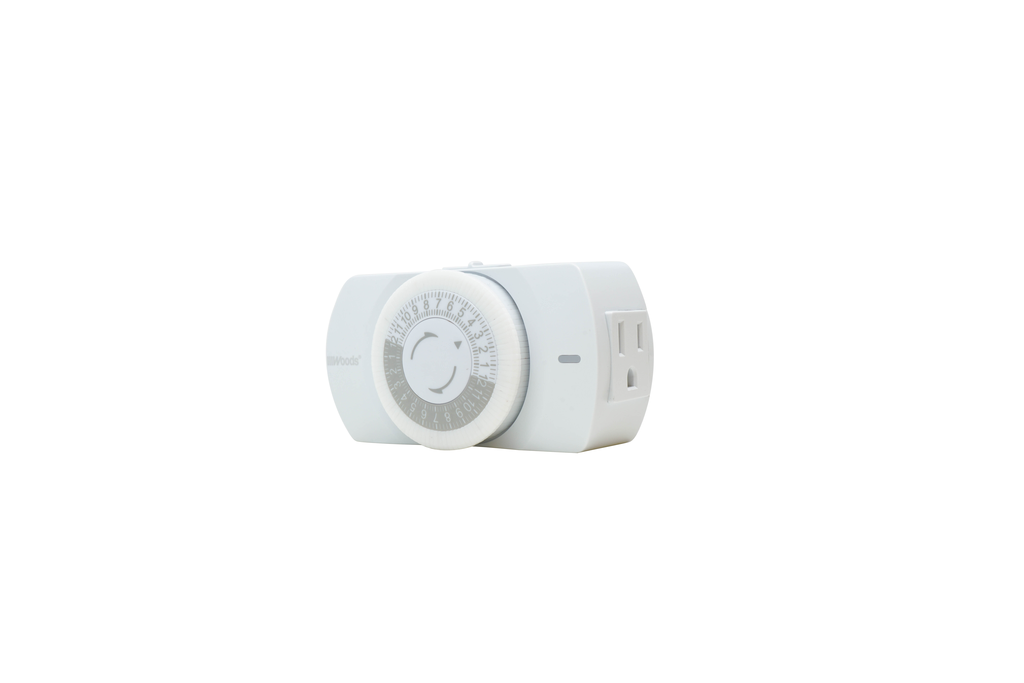 Woods TIMER, INDOOR HEAVY DUTY MECHANICAL WITH NIGHT LIGHT, 2-GROUNDED OUTLETS 6/BX