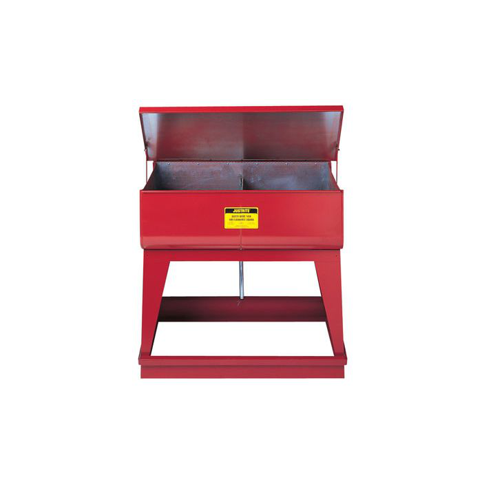 Twin 9 Gallon Chamber Rinse Tank, Floor-Standing, Foot-Operated Self-Close Cover, 2 Plugs, Steel, Red - 27260