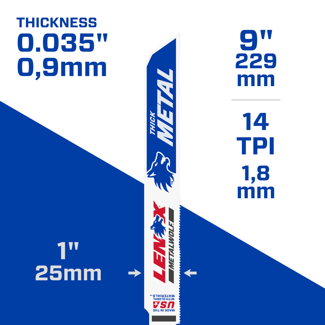 LENOX Lazer Metal Cutting Reciprocating Saw Blade, Bi-Metal, 9-Inch, 14 TPi, 5/Pk