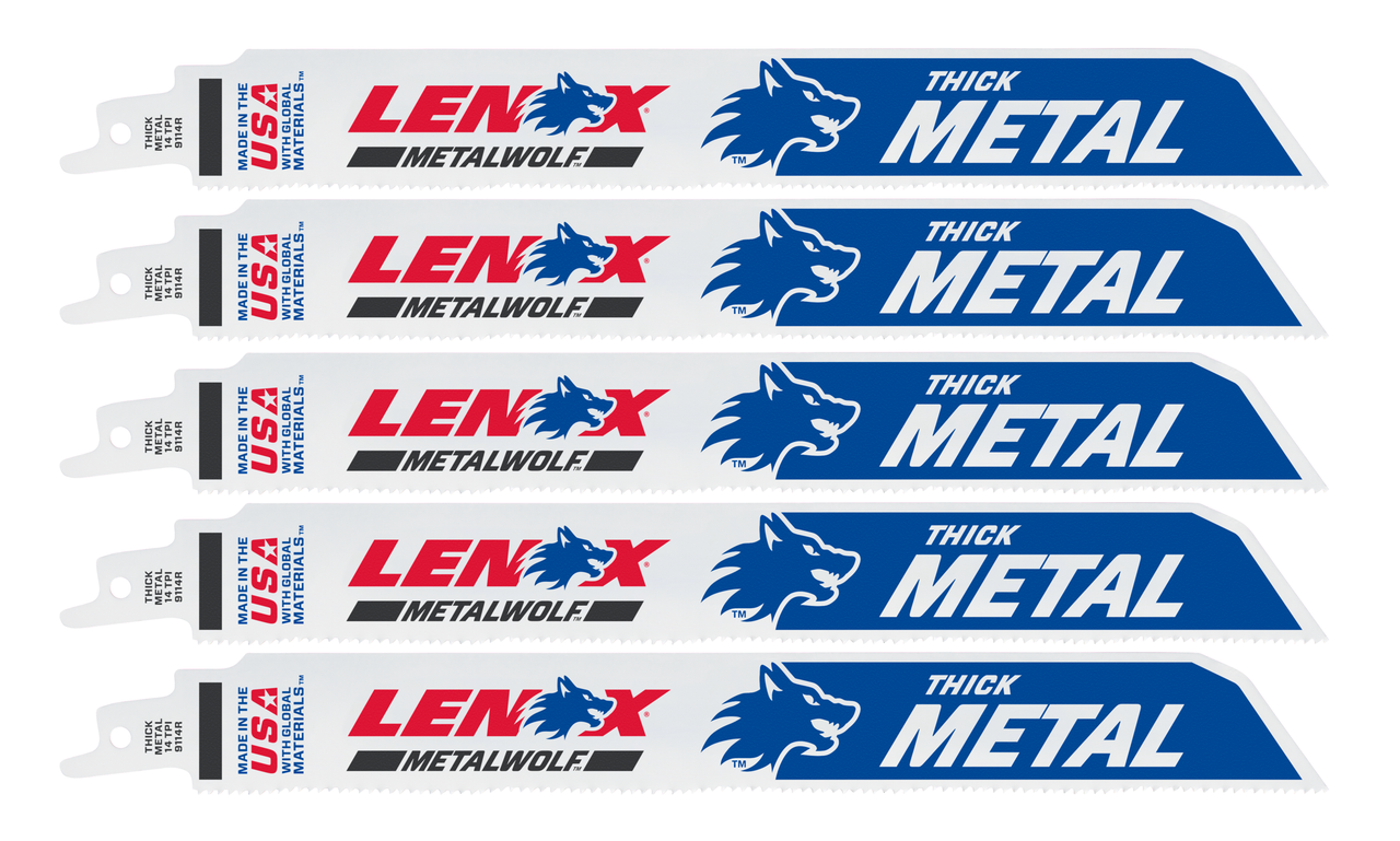 LENOX Lazer Metal Cutting Reciprocating Saw Blade, Bi-Metal, 9-Inch, 14 TPi, 5/Pk