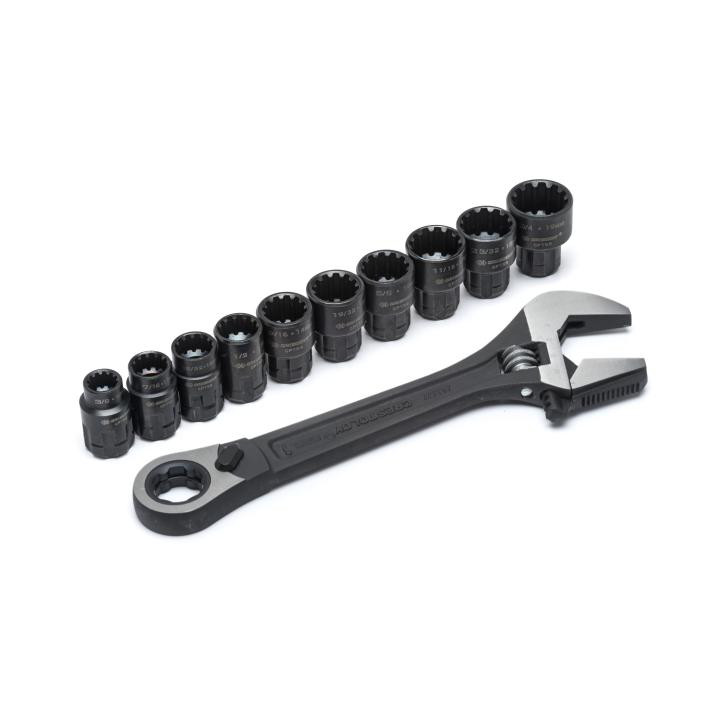 11PC SET,PASS THRU ADJ WRENCH,8"