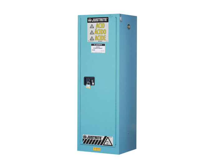 22 Gallon, 3 Shelves, 1 Door, Self Close, Corrosives/Acids Safety Cabinet, ChemCor® Slimline, Blue - 8922222