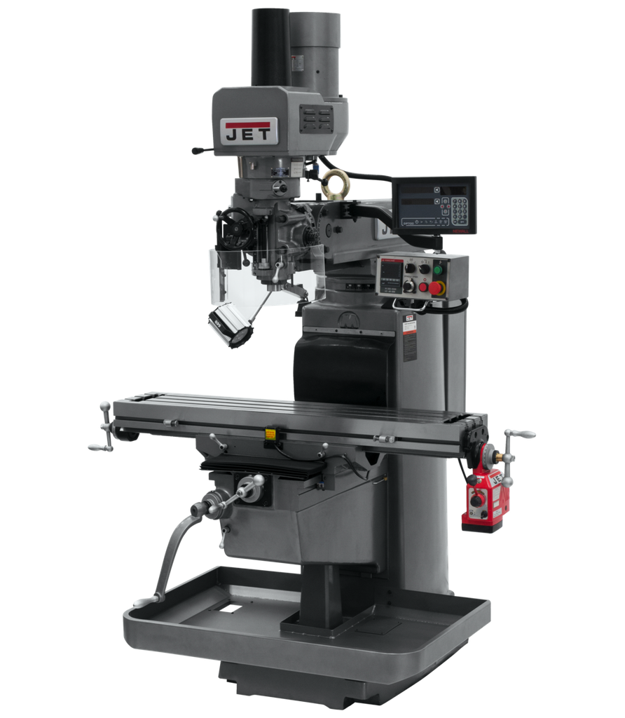 JTM-1050EVS2/230 Mill With 3-Axis Newall DP700 DRO (Quill) With X-Axis Powerfeed and Air Powered Draw Bar