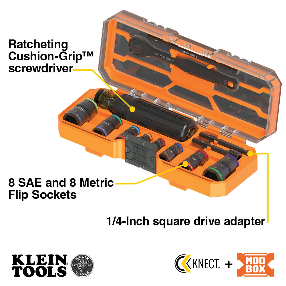 Flip-16 KNECT™ Ratcheting Impact Flip Socket Screwdriver Set