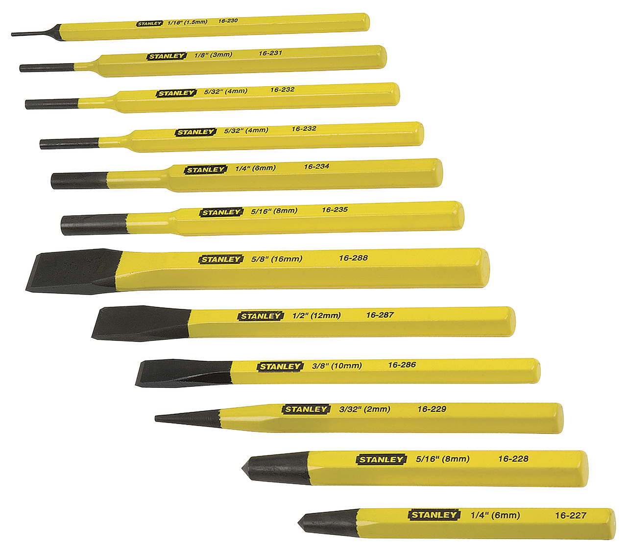 STANLEY® COLD CHISEL & PUNCH SET -  12PC