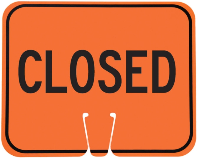 Cone Sign - Closed (black on orange) Single-Sided