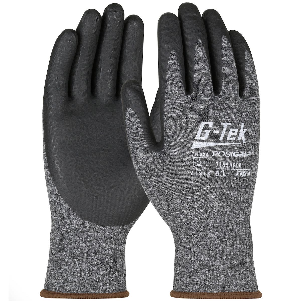 G-Tek® PosiGrip® 715SNFLB  SeamlessGlove Coated, Size XS, Salt & Pepper