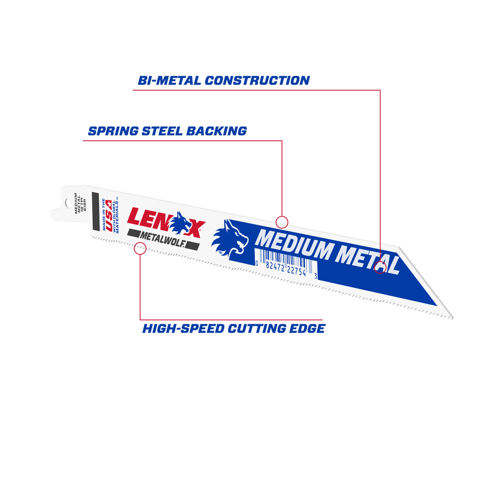 LENOX Metal Cutting Reciprocating Saw Blade With Power Blast Technology, Bi-Metal, 8-Inch, 18 TPi, 50/Pk