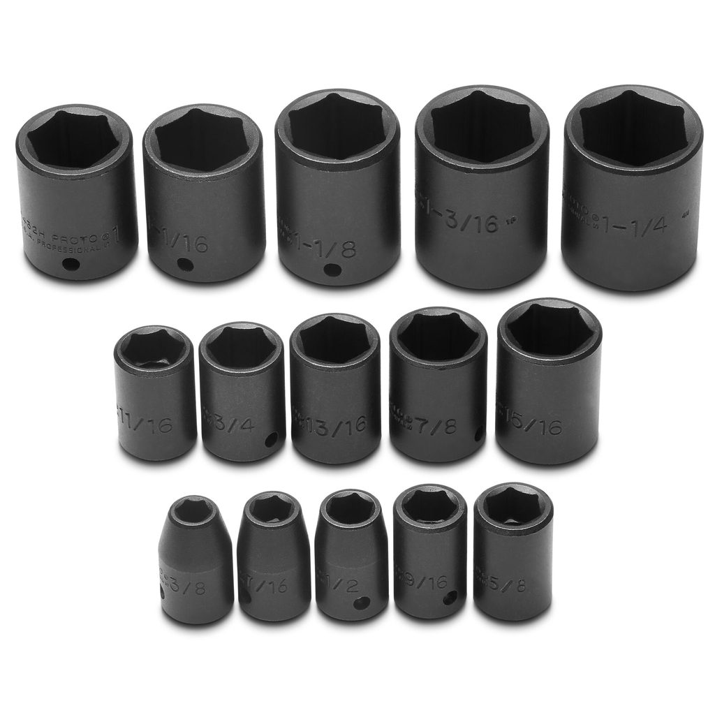 PROTO Set Impact Socket 1/2Dr 15Pc