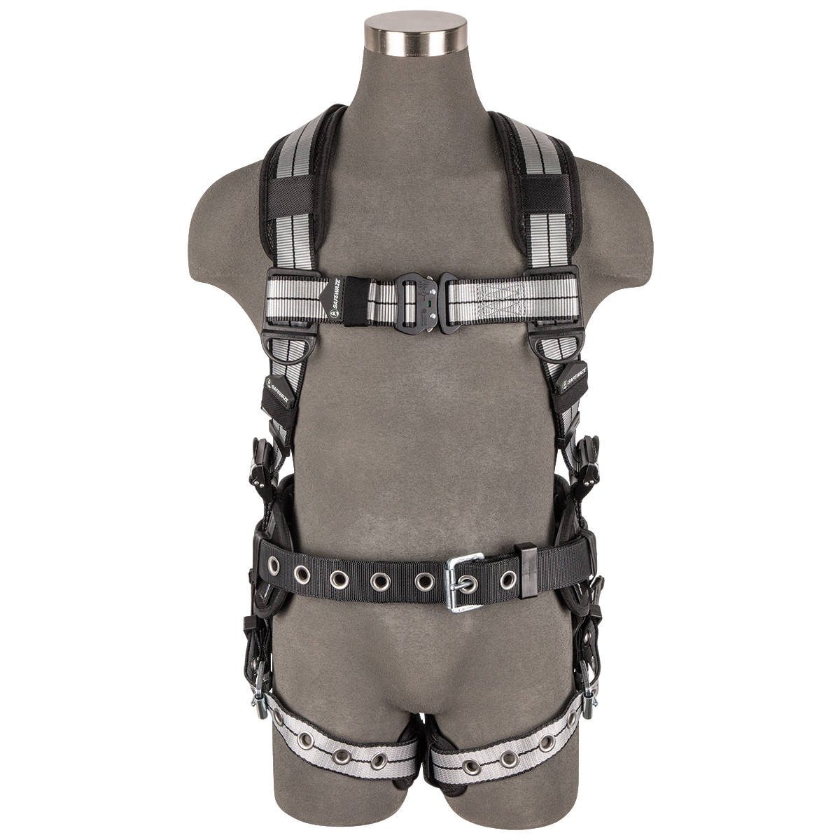 SAFEWAZE PRO+ Slate Construction Harness: Alu 1D, Alu QC Chest, TB Legs (3X)