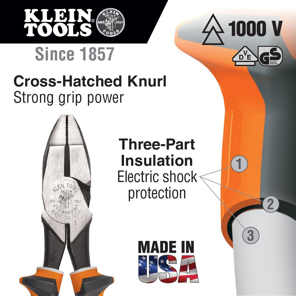 Klein Insulated Pliers, Slim Handle Side Cutters, 8-Inch