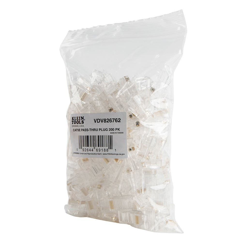 Klein Pass-Thru™ Modular Data Plugs, CAT5e, 200-Pack