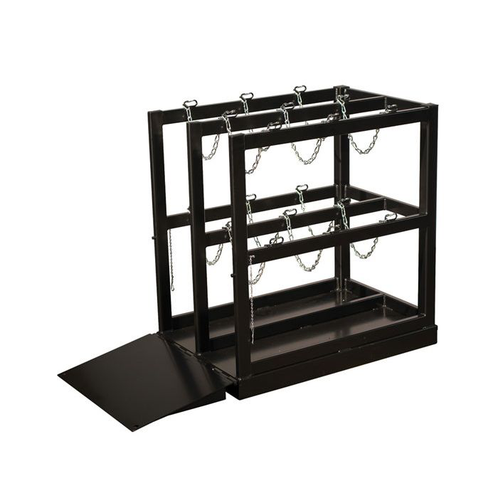 Gas Cylinder Barricade Rack, 6 Cylinder Capacity, With Ramp, Steel - 35224