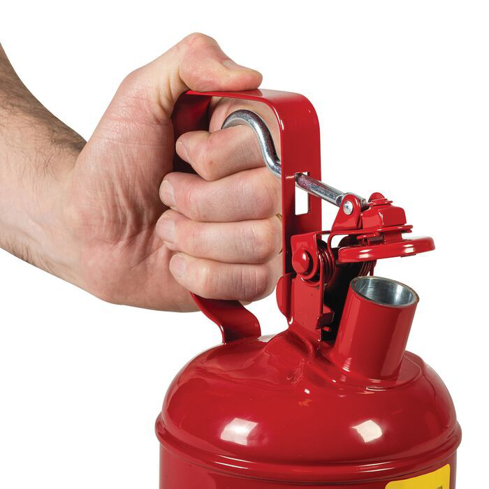 1 Quart Steel Safety Can for Flammables, Type 1, Flame Arrester, Trigger-Handle, Red - 10101