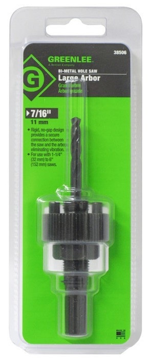 GREENLEE 1/2" Shank with 3 Flats, Hole Saw Arbor  (P/N 38506)