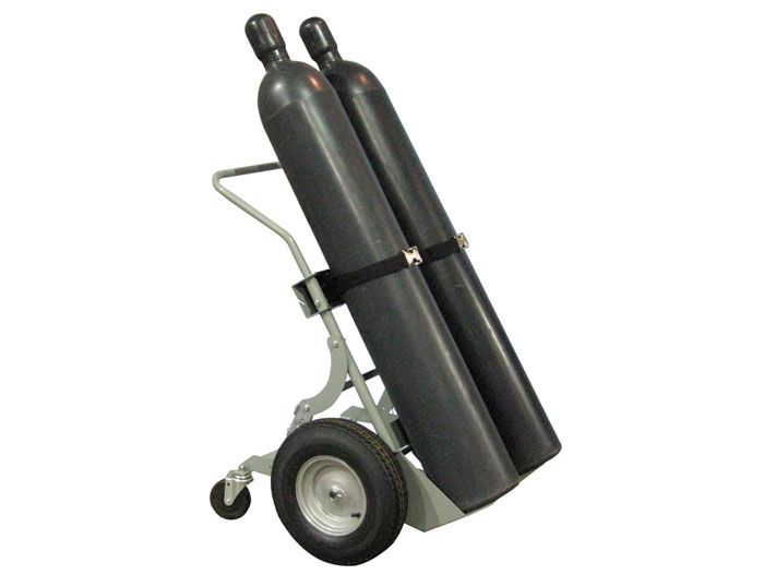 Double Cylinder Hand Truck, 16" Pneumatic Wheels, Rear Casters - 35036