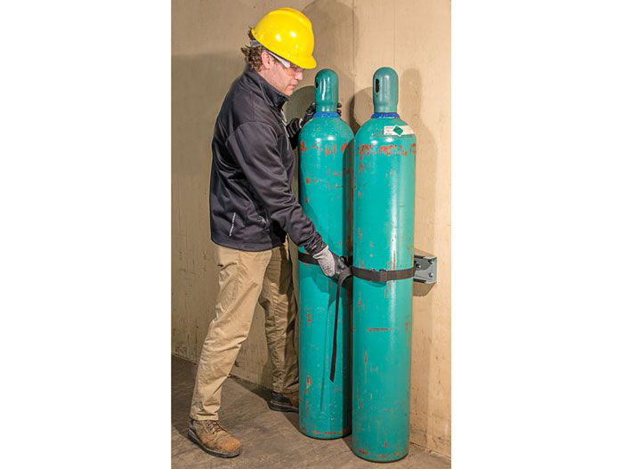 Steel Gas Cylinder Support Bracket, Two 12" Cylinder Capacity, Wall Mount - 35264