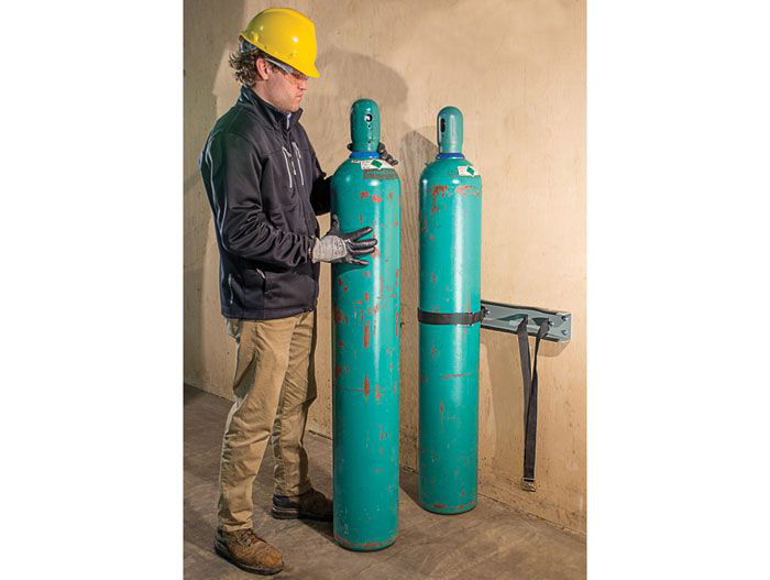 Steel Gas Cylinder Support Bracket, Two 12" Cylinder Capacity, Wall Mount - 35264