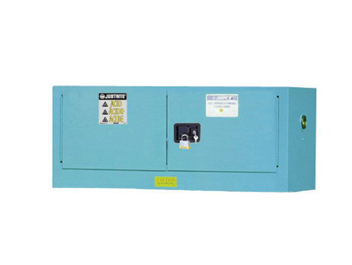 12 Gallon, 1 Shelf, 2 Doors, Self Close, Corrosives/Acid Steel Safety Cabinet, Sure-Grip® EX Piggyback, Blue - 891322