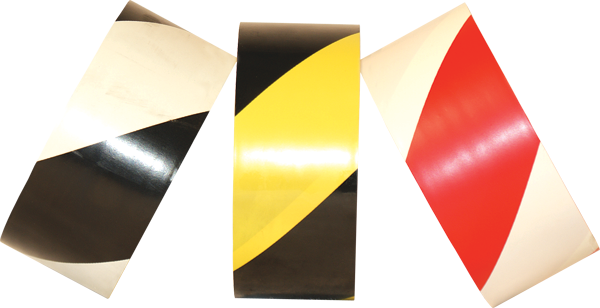 Electro-Tape 4" (100 mm) x 18 yd Safety Striped PVC Marking Tape - Black/Yellow 12/CS