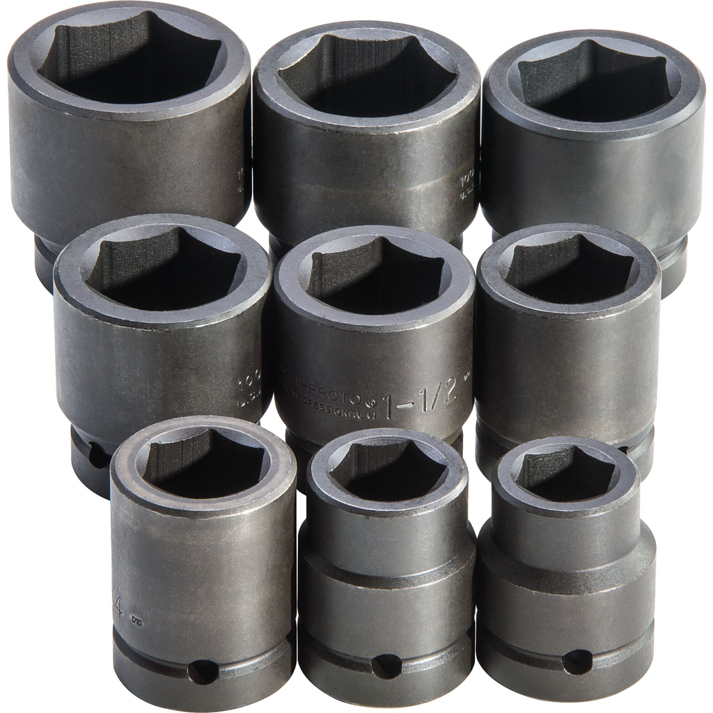 Proto® 1" Drive 9 Piece Impact Socket Set - 6 Point 1/ea