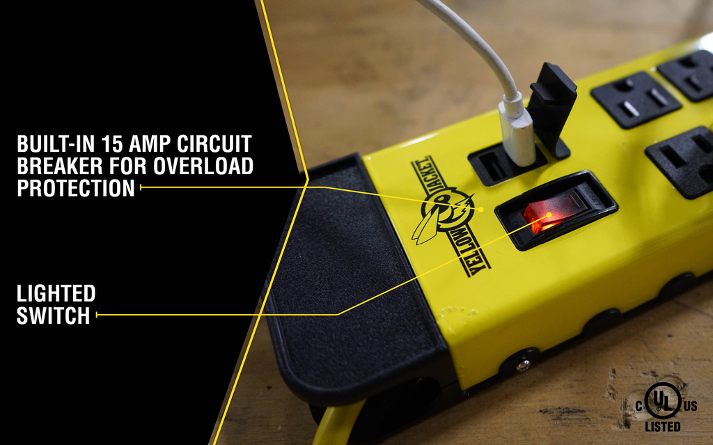 Yellow Jacket POWERSTRIP, YJ 8-OUT METAL 2.4USB 6' 4/BX