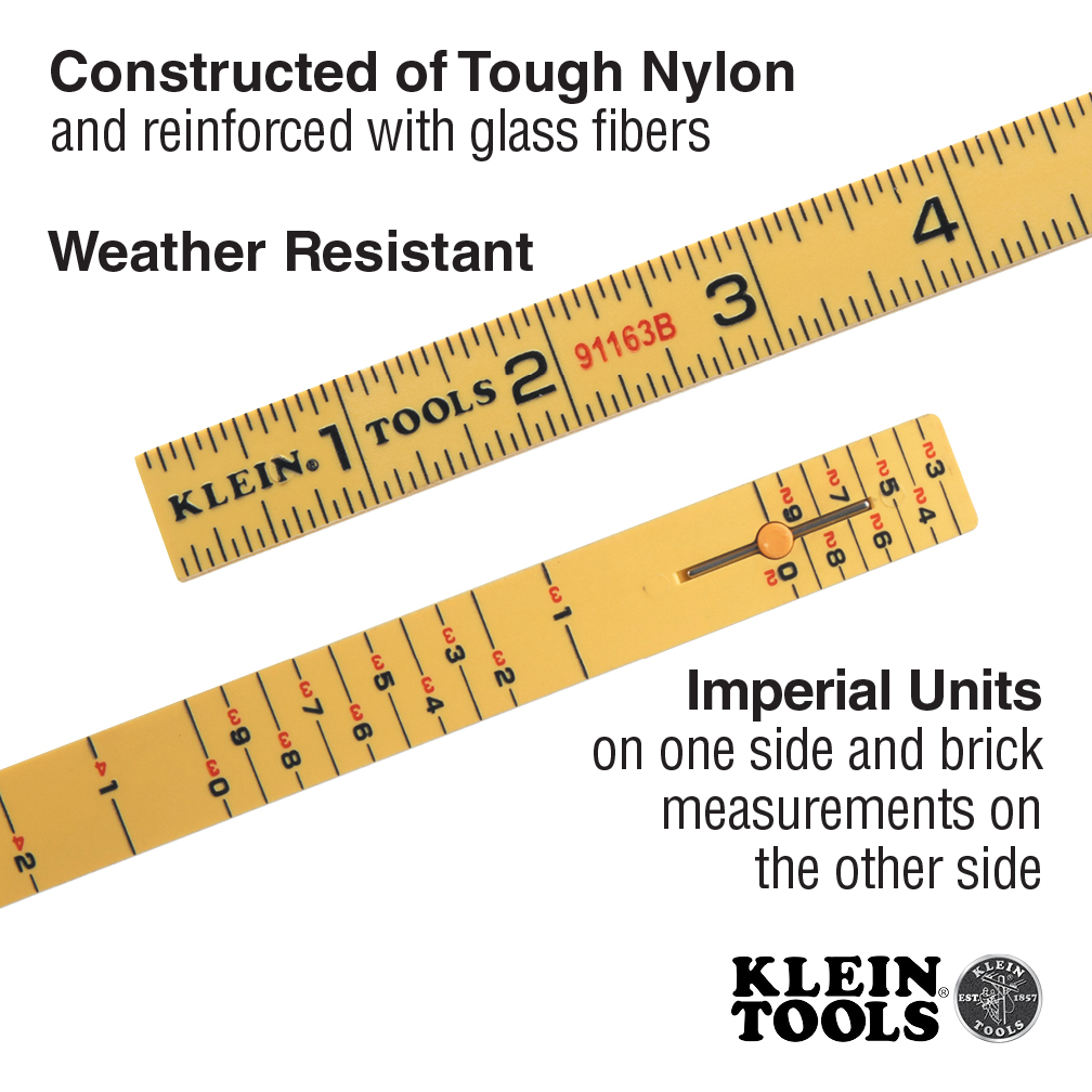 Fiberglass Folding Rule, Outside Reading, Brick Scale