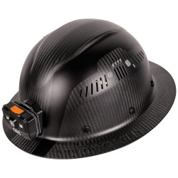 Klein Carbon Fiber Full Brim Hard Hat with Headlamp, Titan
