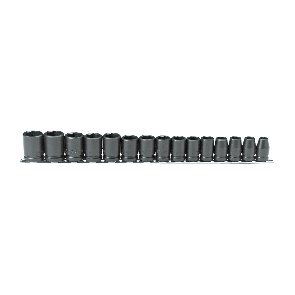 Proto® 1/2" Drive 15 Piece Metric Impact Socket Set - 6 Point