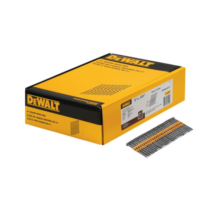 DEWALT 3 In. X 0.131 In. 21° Round Head Framing Nails Galvanized (2,000 Pk)