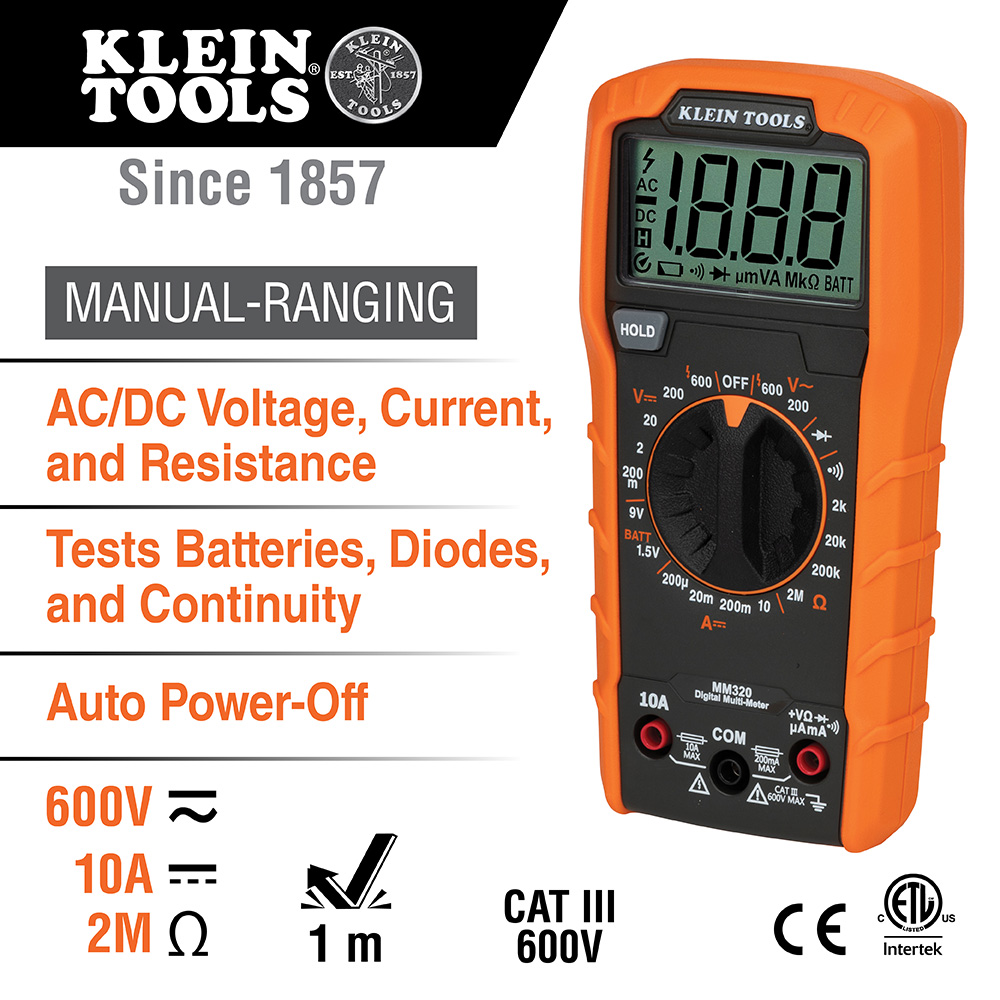 Test Kit with Multimeter, Non-Contact Volt Tester, Receptacle Tester