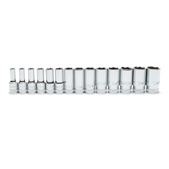 14PC 3/8"DR 6PT MID LENGTH SKT SET METRIC
