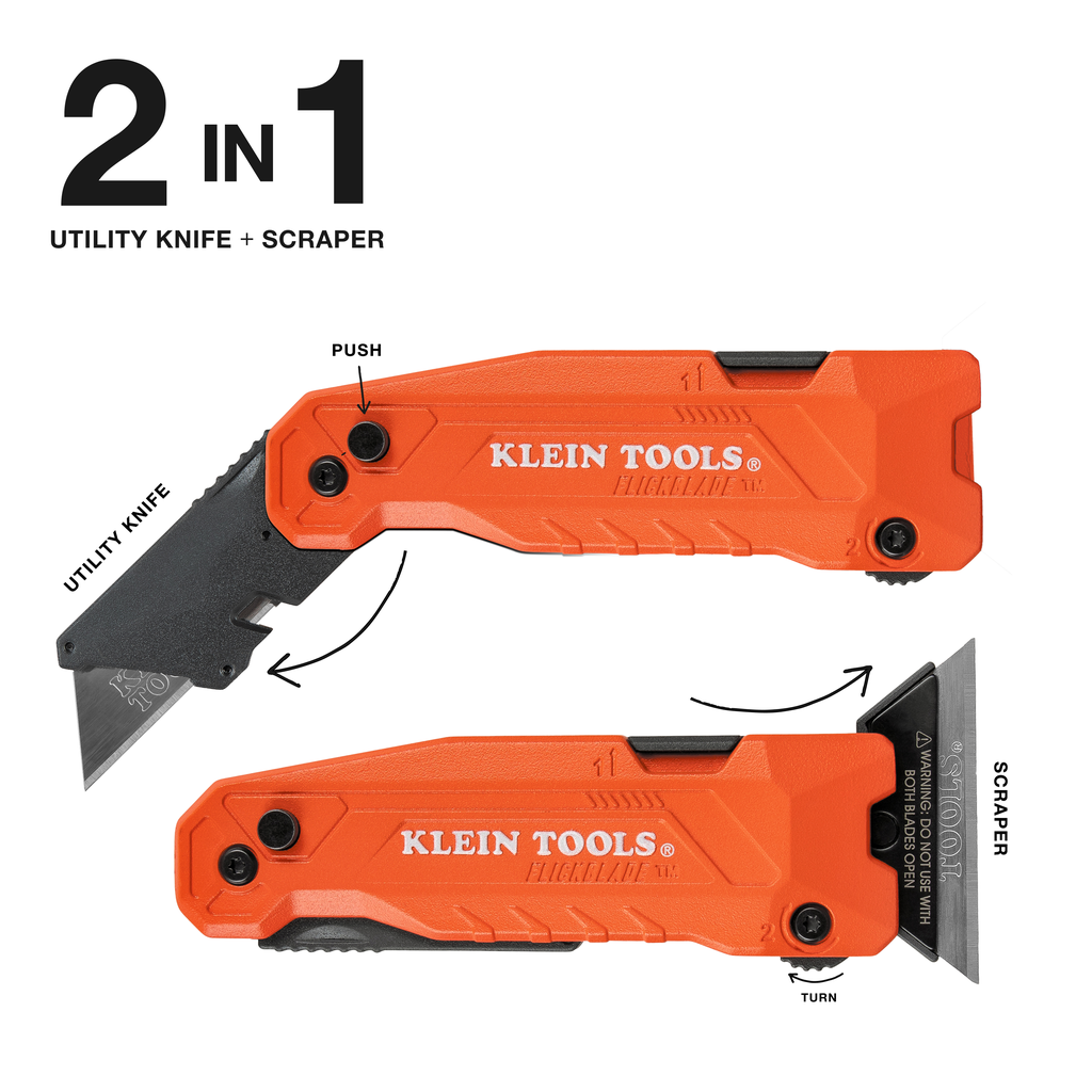 FLICKBLADE™ 2-in-1 Utility Knife / Scraper with Blade Storage