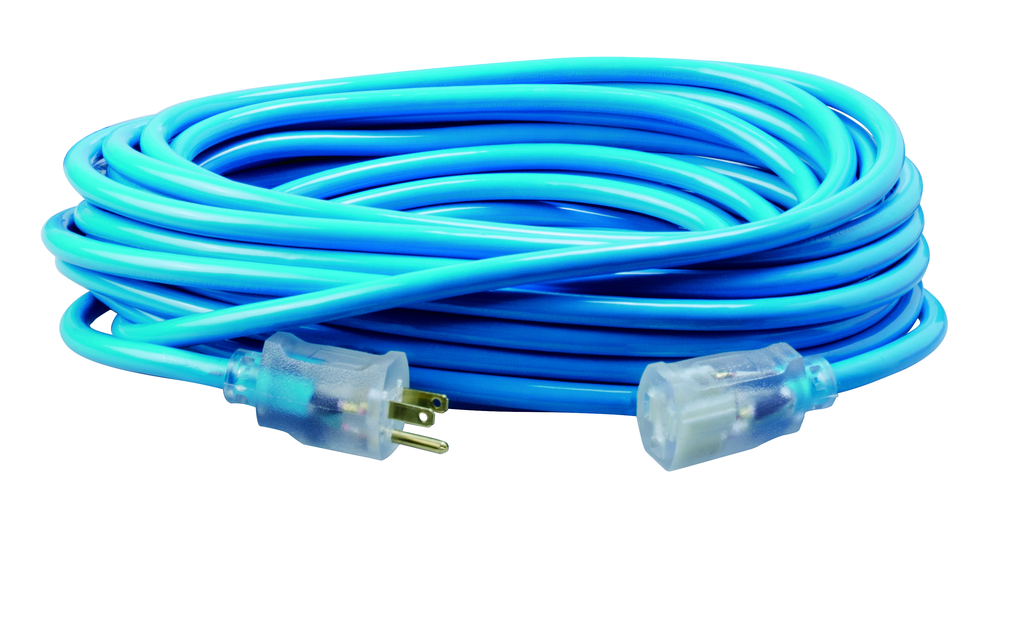 Southwire 50ft 12/3 SJTW Cool Colors Outdoor Extension Cord (Cool Blue) 8/BX