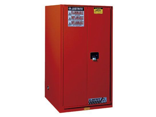 96 Gallon, 5 Shelves, 2 Doors, Manual Close, Paint Safety Cabinet, Sure-Grip® EX, Red - 896011
