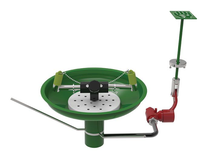 Table Mount, Open Stainless Steel Bowl, Hughes Laboratory Eye/Face Wash, Stainless Steel Pipe - L85GST