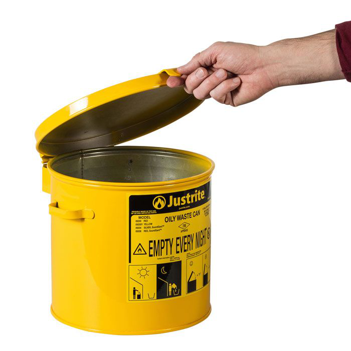 2 Gallon, Countertop Oily Waste Can for Small Wipes and Swabs, Yellow - 09200Y